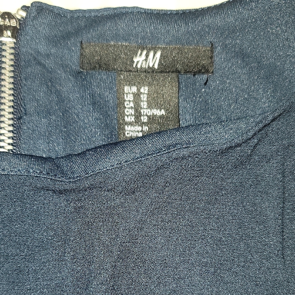 H&M Dark Blue Long Sleeve Dress Sz: 12 - Picture 10 of 10
